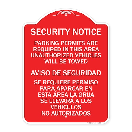Signmission Parking Permits Are Required in This Area Unauthorized Vehicles Will Be Towed Aviso, RW-1824-22969 A-DES-RW-1824-22969